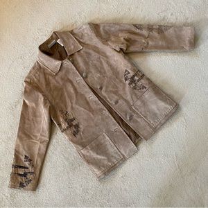 Tan Leather Embroidered Jacket